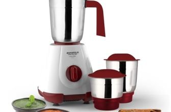 Maharaja Whiteline 500W Mixer Grinder with 3 Stainless Steel Jars with lid and 20,000 RPM Motor Speed (White & Cherry Red)