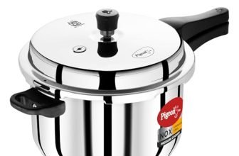 Pigeon Steel Pressure Pan 5L, Induction & Gas, Dishwasher Safe, Silver