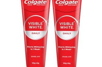 Colgate Visible White Toothpaste, Teeth Whitening Starts in 1 week, Safe on Enamel, Stain Removal Tooth Paste and Minty Flavour for Fresh Breath (200g + 40g, Combo Pack)