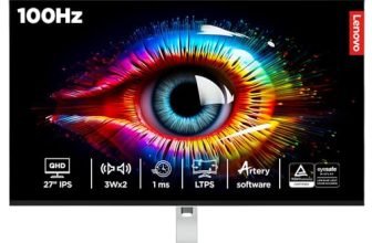 Lenovo L-Series 27 inch (68.5cm) QHD IPS Monitor| 100Hz, 1ms, FreeSync, 99% sRGB, 90% DCI-P3, 3Wx2 Speakers, 2X HDMI 2.1, 1x DP 1.4, Tilt, Swivel, Pivot Height Adjust Stand, Grey, L27q-4A