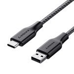 Ambrane Unbreakable 3A Fast Charging 1.5m Braided Type C Cable for Smartphones, Tablets & other Type C devices, 480Mbps Data Sync, Quick Charge 3.0 (RCT15A, Black)
