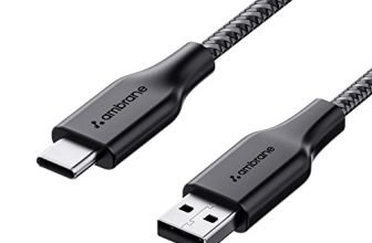 Ambrane Unbreakable 3A Fast Charging 1.5m Braided Type C Cable for Smartphones, Tablets & other Type C devices, 480Mbps Data Sync, Quick Charge 3.0 (RCT15A, Black)