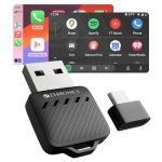 Zebronics 2-in-1 Wireless CarPlay Adapter, Converts Wired Android Auto & CarPlay to Wireless, USB-A & Type-C Converter, BT v5.2, Dual Band Wi-Fi, Fast Boot, Plug & Play (Drivecast 02)