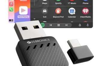 Zebronics 2-in-1 Wireless CarPlay Adapter, Converts Wired Android Auto & CarPlay to Wireless, USB-A & Type-C Converter, BT v5.2, Dual Band Wi-Fi, Fast Boot, Plug & Play (Drivecast 02)