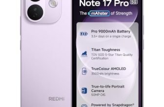 REDMI Note 17 Pro 5G (Purple Vibe, 8GB RAM, 256GB ROM) | 9000mAh Battery + 67W TurboCharge* | 6.83″ 12-bit TrueColour AMOLED | No.1 Care Plan | Snapdragon 6s Gen 4 | 50MP OIS Camera | Victus 2 | IP69K