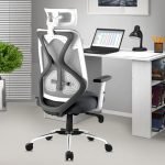 ASTRIDE Ergofit Ergonomic Office Chair for Home | BIS Certified | 2D Headrest, Adjustable Arms & Lumbar Support | Tilt Lock Mechanism DIY [Grey-White]