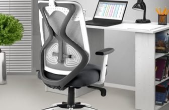 ASTRIDE Ergofit Ergonomic Office Chair for Home | BIS Certified | 2D Headrest, Adjustable Arms & Lumbar Support | Tilt Lock Mechanism DIY [Grey-White]
