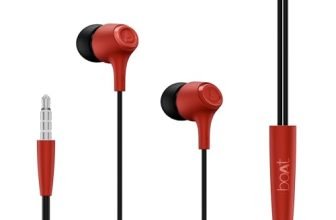 boAt Bassheads 95 Wired in Ear Phones,10Mm Drivers,Signature Sound,in-Line Microphone,Integrated Controls,Snug Fit,Lightweight,Voice Assistant,120Cm Cable & 3.5mm Jack (Raging Red)