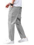 Vogaan Casual Solid Men’s Regular Fit Drawstring Cargo Pants with Multiple Pockets | Cotton Cargos for Men (Grey_32)