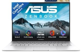 ASUS Zenbook 14,Smartchoice,Intel Core Ultra 5 (Series 2),16GB,1TB,3K OLED Touch Screen,14″ (35.5 cm),120Hz,Win 11,M365 Basic (1Y),Office 2024, Silver,1.28 kg,UX3405CA-PZ345WS,Thin & Light Laptop