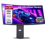 LG 34G600A Smartchoice 86.36cm(34 Inch) Ultragear Curved (1800R) WQHD (3440×1440) Gaming Monitor, 160Hz, 1ms, Speakers, Anti-Glare, AMD FreeSync Premium, DP, HDMI, Tilt/Height/Swivel Adjustment(Black)