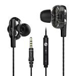 PTron Boom Ultima V2 Dual Driver, in Ear Gaming Wired Earphones with Mic, Volume Control, Passive Noise Cancelling Boom 3 with 3.5mm Audio Jack & 1.2M Tangle-Free Cable (Black)