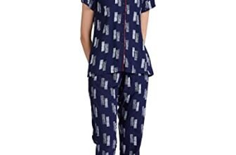Indigo Women’s Rayon Printed Night Suit ((SS20-IND1206_Blue_X-Large)_Blue_XL)