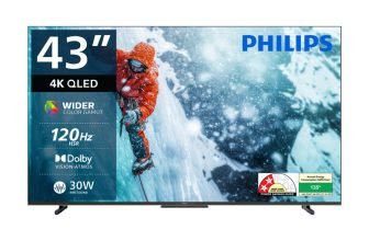 PHILIPS 108 cm (43 inch) QLED Ultra HD (4K) Smart Google TV with Dolby Vision |30W Dolby Atmos | 120Hz Refresh Rate | HDR 10+ |Wider Colour Gamut | Ultra Narrow Bezel | 32 GB Storage(43PQT8100/94)