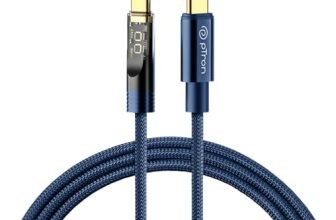 pTron Solero 80W Type-C to Type-C Fast Charging USB Cable, Compatible with Samsung, OnePlus, Oppo, Vivo,Xiaomi & Other Devices, Unbreakable Nylon Braid & 480Mbps Data Sync Speed (1m, Bold Blue)
