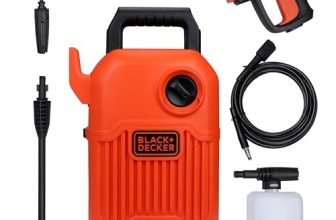 BLACK+DECKER BEPW1600 1300W 1600 PSI 110 Bar Pressure Washer for Car, Bike, Home & Garden Cleaning Use with Multiple Accessories Included, 1 Year Warranty, Orange & Black