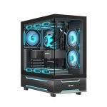 Ant Esports Crystal X6 Pro Mid-Tower Computer Case/Gaming Cabinet – Black| Support ATX,M-ATX,M-ITX | Pre-Installed 6 ARGB Fans
