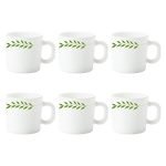 Larah by BOROSIL Botanica Opalware Mug Set (White) – 6-Pieces