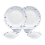 Larah by Borosil Flora Opalware Dinner Set, 6 -Piece, White