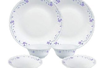 Larah by Borosil Flora Opalware Dinner Set, 6 -Piece, White