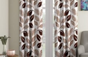 Cortina 2 Piece Floral Design Panel Eyelet Polyester Curtains (Brown, 7FEET)