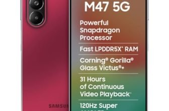Samsung Galaxy M47 5G Mobile (Rogue Red, 8GB RAM, 128GB Storage, 6000mAh Battery)| 50MP OIS| Snapdragon Processor| LPDDR5X RAM,UFS 3.1 Storage| Gorilla Glass Victus+| sAMOLED| Knox Security| AI