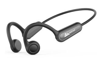 WeCool Moonwalk M1 Bone Conduction Open Ear Headphones, 5.4 Bluetooth Earphones, IPX5 Water & Sweatproof Comfort-fit Earphones with Ear Hook, Ideal for Cycling, Hiking, Sports, Gym, Workout- Black