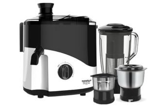 Maharaja Whiteline Odacio Pro Juicer Mixer Grinder With 3 Versatile Jars || 500 Watt || Food Grade Safe || 2 Year Warranty || Black and White