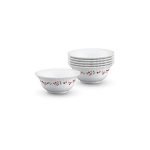 Larah by BOROSIL Opalware Veg Bowl – Set of 6, White
