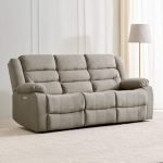 Home Centre | Cairo NXT 3-Seater Electric Recliner Sofa | Fabric Recliner for Living Room | Solid Wood | Beige | 1 Year Warranty