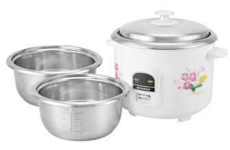 Faber 1.8L Rice Cooker|700watts|2 Stainless Steel Pot|Cool&Warm Mode|Floral White Finish| 2yrs Warranty on Product & 5yrs on Heating Element|Cool Touch Handle|LED Indicators|FRC Sydney 1.8 SS2
