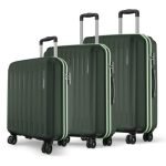 Safari Genius Alley Set of 3 (Cabin + Medium + Large) Trolley Bags Hard Case Polypropylene, 4 Wheels, 360 Degree Wheeling Luggage, Suitcase for Travel, Trolley Bags for Travel, Deep Forrest