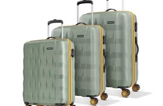 Aristocrat Comet Set of 3 (Cabin+Medium+Large) Hard Case Trolley Bags,Green