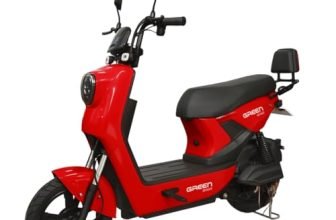 Green Sunny Low Speed Electric Scooter Non RTO 60KM Range Red with Portable Charger