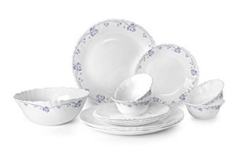 Cello Imperial Dinner Set, 13-Units, White/Dainty Blue