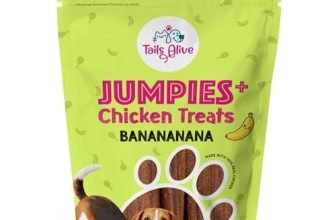 TailsAlive Jumpies+ Treats for Dogs | Joint & Mobility Support | No Added Sugar | Ashwagandha, Green-Lipped Mussel & Prebiotics | Banana | 100g