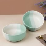The Earth Store TT Green Large Ceramic Bowl Set of 2, 800 ML | Microwave & Dishwasher Safe Serving Bowl for Mixing | Ideal Use for Salad, Cereal, Noodle, Pasta | Home & Restaurant Use