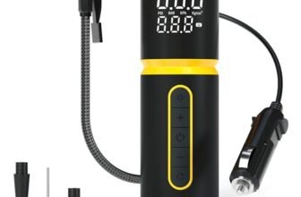 Portronics Vayu 5.0 Lite, Portable 12V DC Corded Tyre Inflator for Cars, 150 PSI, Fast Inflation, Digital LED Display, 3M Power Cord, Pressure Detection & Auto Shut Off, Emergency LED Light