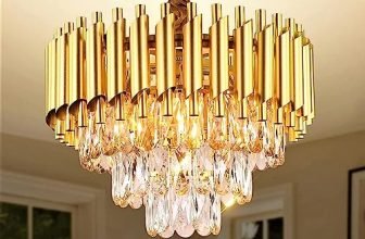 Desidiya Modern Crystal Pendant Light Golden Round Ceiling Light Fixture for Living Room and (Antique, 400mm) and 3 Colors Led Plate Included Warm White, Natural Light, Golden Light (400MM)
