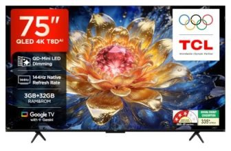 TCL 189 cm (75 Inches) Smartchoice 4K UHD Smart QLED Google TV | QD-Mini LED Dimming | 144Hz Refresh Rate | 3GB RAM | 42W Onkyo 2.1ch Speakers | 75T8D