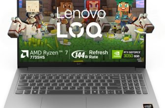 Lenovo LQQ Essential AMD Ryzen 7 Octa Core 7735HS – (16 GB/512 GB SSD/Windows 11 Home/6 GB Graphics/NVIDIA GeForce RTX 3050) LOQ 15ARP10E Gaming Laptop(15.6 inch, Luna Grey, 1.8 kg, With MS Office)