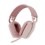 Logitech Zone Vibe 100 Lightweight Wireless Over-Ear Headphones with Noise-Cancelling Microphone, Advanced Multipoint Bluetooth Headset, Works with Teams, Google Meet, Zoom, Mac/PC – Rose