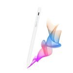 Amazon Basics Stylus Pencil Only for iPad Models (2018-2024) with Angle Tilt Sensitivity, Palm Rejection, Up to 9 Hrs Playtime, Magnetic Attachment, Battery LED Indicator, 4 Lights (White)