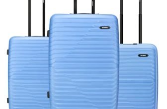 HRX Kyoto 3-Piece Luggage Set Light Blue Polypropylene Hard Shell Suitcase Set – Premium Travel Trolley Bags with 8 Spinner Wheels, Number Lock & Water Resistant Body