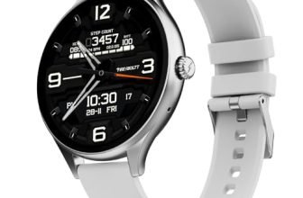 Fire-Boltt Phoenix Air Smart Watch 1.26” Round Display, Rotating Button, Wireless Charging, Ultra Lightweight Metal Body, Bluetooth Calling, Smartwatch with Silicone & Mesh Steel Straps Cloud White