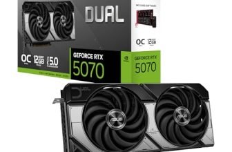 ASUS Dual GeForce RTX™ 5070 12GB GDDR7 OC Edition (PCIe 5.0, 12GB GDDR7, DLSS 4, HDMI 2.1b, DisplayPort 2.1b, Compact Dual-Fan Design, Axial-tech Fan Design, 0dB Technology, and More)