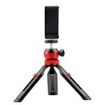 Digitek DTR-200MT 18cm Mini Tripod with Smartphone Holder & 360° Ball Head, 1kg Load Capacity, 2-Section Adjustable, Flexible Portable Design, Rubber Feet, for Smartphones, GoPro & Cameras