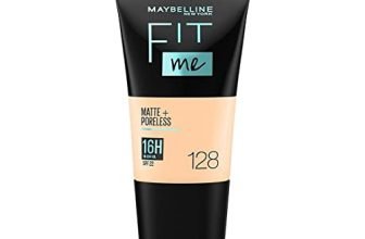 Maybelline New York Liquid Foundation, Matte & Poreless, Full Coverage Blendable Normal to Oily Skin, Fit Me, 128 Warm Nude, 18 ml