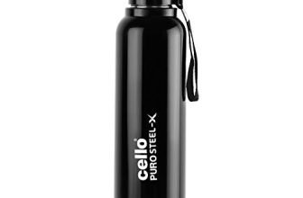 Cello Puro Steel-X Benz 900 Inner Steel Insulated Water Bottle 650 ml, Black | ISI Certified, BPA Free, Leakproof | Sturdy & Durable | Ideal for Office, College, Gym, Cycling, Camping & Outdoor Sports