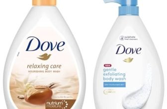 Dove Relaxing Shea Butter Body Wash with Vanilla Pump Bottle 1L & Dove Gentle Exfoliating Nourishing Body Wash, Mild Cleanser Moisturizes Skin, Balances Ph, For All Skin Type, 800 ml